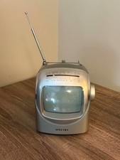 VINTAGE 5" SPECTRA BLACK AND WHITE TV RADIO RECEIVER PORTABLE NO CORD 57-BWR