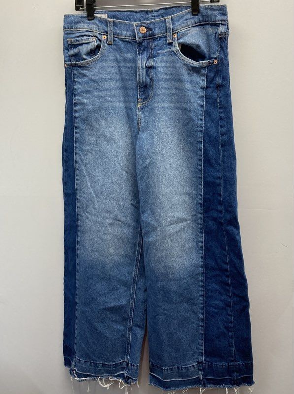 GAP Women's Blue High Rise Stride Wide Leg Two Tone Side Stripe Jeans Sz 10S
