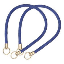 2Pcs Braided Purse Straps, 23.6" Leather Handbag Handle with Ring, Blue