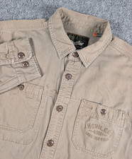 Howler Bros Shacket Mens Large Green Lined Work Depot Logo Herringbone