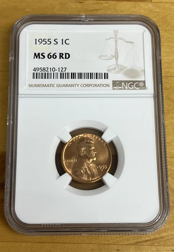 1955 S NGC MS 66 RD United States / American Lincoln Wheat Cent