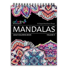 ColorIt Mandalas Volume VI Spiral Bound Adult Coloring Book with 50 Mandala