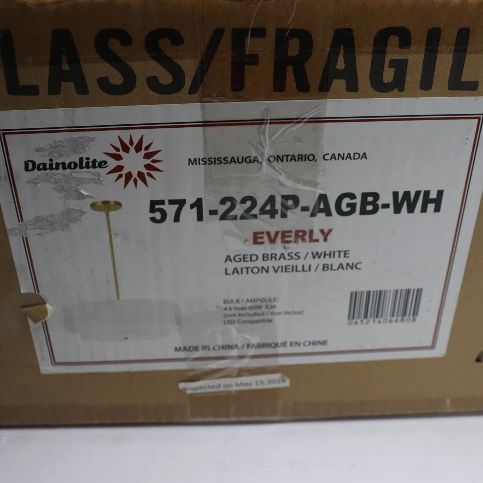 Colgante Dainolite Everly 4 luces 240 vatios totales latón envejecido 571-224P-AGB-WH Foto 2 de 4