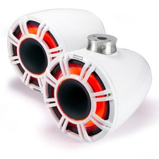 Kicker 9" White Horn-loaded Tower Speakers + Flat-mount Adapters