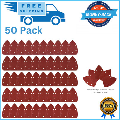 Sanding Pads For Ryobi Black And Decker Mouse 50pcs Sandpaper 40/80/120/180/240
