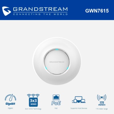 New - Grandstream GWN7615 802.11ac Wave-2 3×3:3Enterprise Wi-Fi Access Point