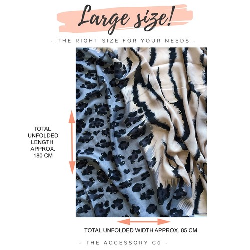 Large Leopard Print Scarf with Stripes Animal Zebra Big Long Shawl Summer Winter - Picture 307 of 818