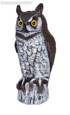 Dalen 16'' Natural Enemy Horned Owl Statue Scarecrow Repellant Birds Yard Garden