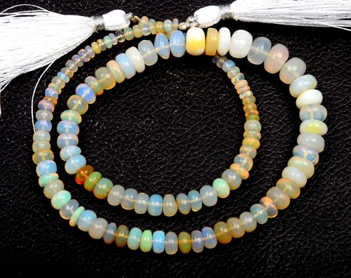 Cuentas de piedras preciosas de ópalo etíope suave en forma de ronda de 16 pulgadas cadena 3-8 mm - Imagen 3 de 5