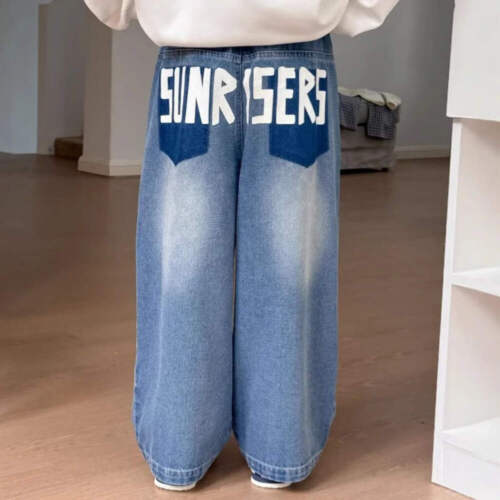 Children Jeans 2025 Spring Children Denim Wide-leg Pants Boys and Girls Neutral - Picture 6 of 12