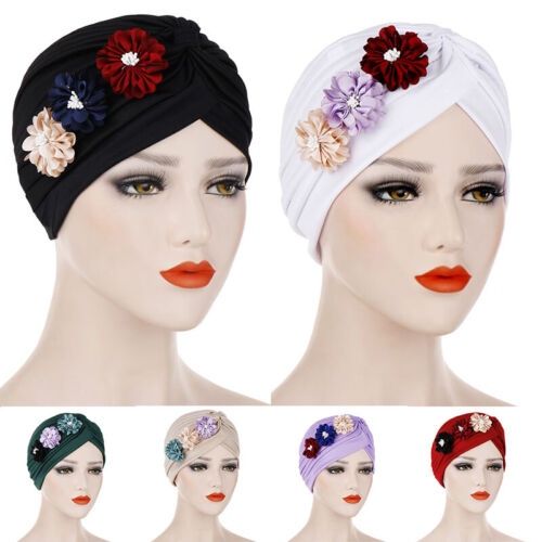 Große Blume Muslim Turban Hut Frauen Haarausfall Kopftuch Krebs Chemo Cap æ - Bild 5 von 30