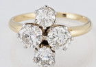 Vintage 14k Four Single Cut Stone 1.9 Cttw Diamond Ring