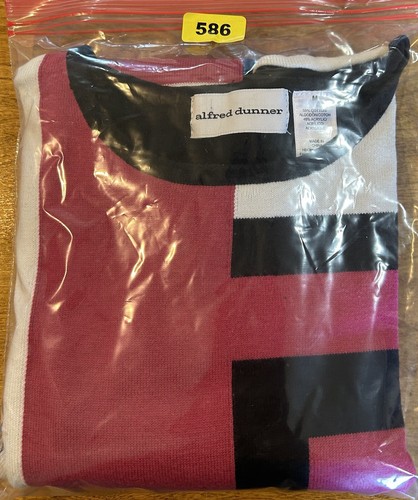Alfred Dunner Women's Medium Color Block Sweater Black Pink White 3/4 Sleeve - Picture 12 of 12