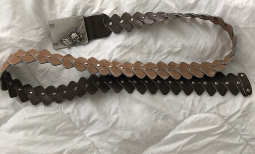 VANS 46"" Gürtel - Schädelschnalle DAMEN MÄDCHEN GROSS L Zinn CLIP LEDER