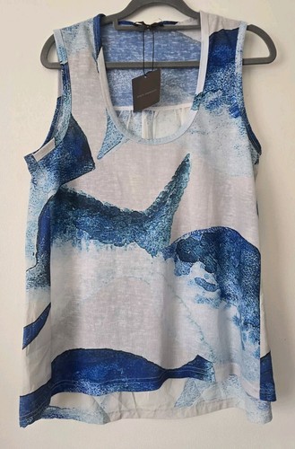 Top Women's ADOLFO DOMINGUEZ size S  sleevless Blue White Polyester NWTG