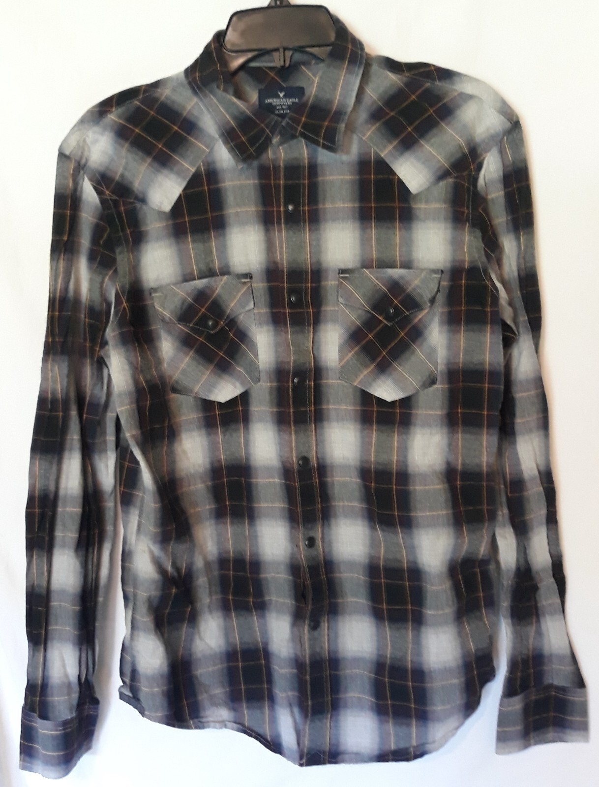 MEN AMERICAN EAGLE WESTERN STYLE PLAID SHIRT SIZE MED… Gem