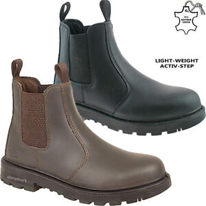 MENS DEALER CHELSEA LIGHTWEIGHT LEATHER SAFETY WORK BOOTS STEEL TOE CAP SHOES | eBay