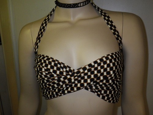 FADED GLORY DAMEN 2 TEILER BIKINI GR XL ELASTHAN NYLON BADEANZUG SCHWARZ KARIERT - Bild 2 von 8