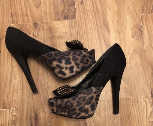leopard bow heels