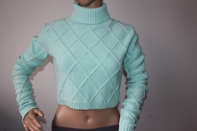 Pepe Jeans London x Dua Lipa  Cropped Roll Neck Jumper Organic Cotton Seafoam S