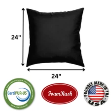 FoamRush 24" x 24" Sunbrella Canvas Black Fabric Throw Pillow w/ Pillow Insert