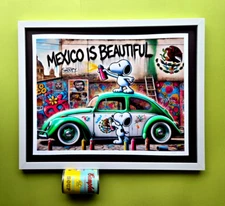 AIDAN FLUX | SNOOPY IS IN MEXICO Hand Signed LARGE Print Framed LtdEd of 19 COA