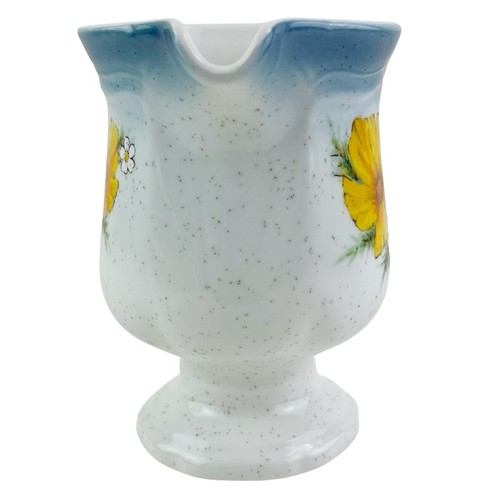 Mikasa Amy Country Club Creamer Yellow Flower Blue Edge Footed Stoneware Japan - Picture 4 of 13