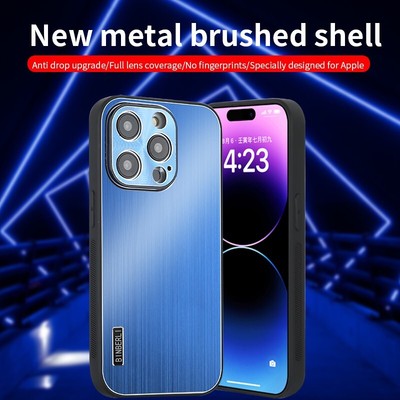 Hybrid Brushed Metal Back Soft Bumper Case For iPhone 16 15 13 12 11 14 Pro Max+