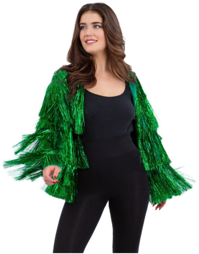 Tinsel Jacket Festival Carnival Fancy Dress Accessory Concert Ladies - Picture 3 of 13