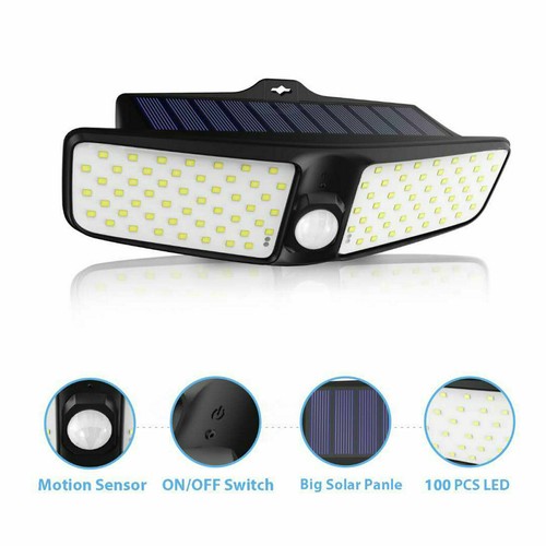 100 LED Dual Security Detector Solar Spot Light Motion Sensor Outdoor Floodlight - Picture 11 of 12