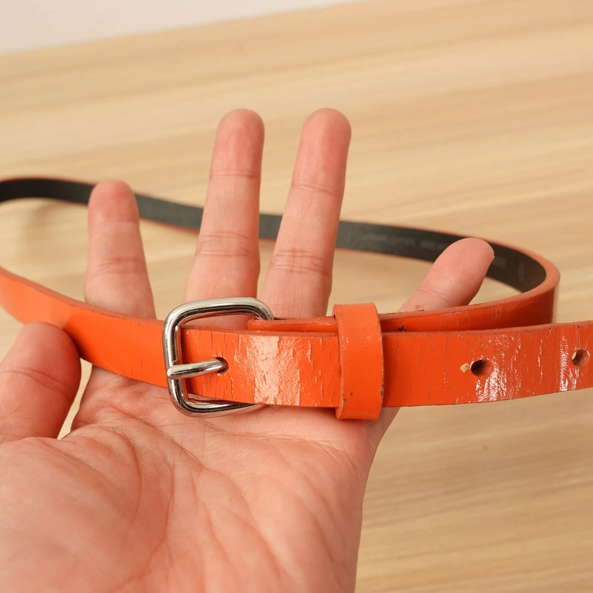 Orange Leather Skinny Belts for Women for sale | eBay