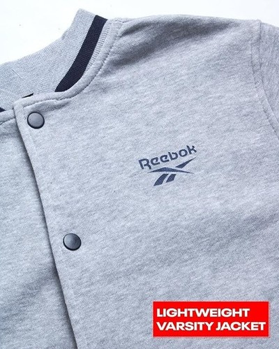 Reebok 2 Piece Fleece Jacket & Pants Heather Grey Size 12 (B34) - Picture 6 of 7