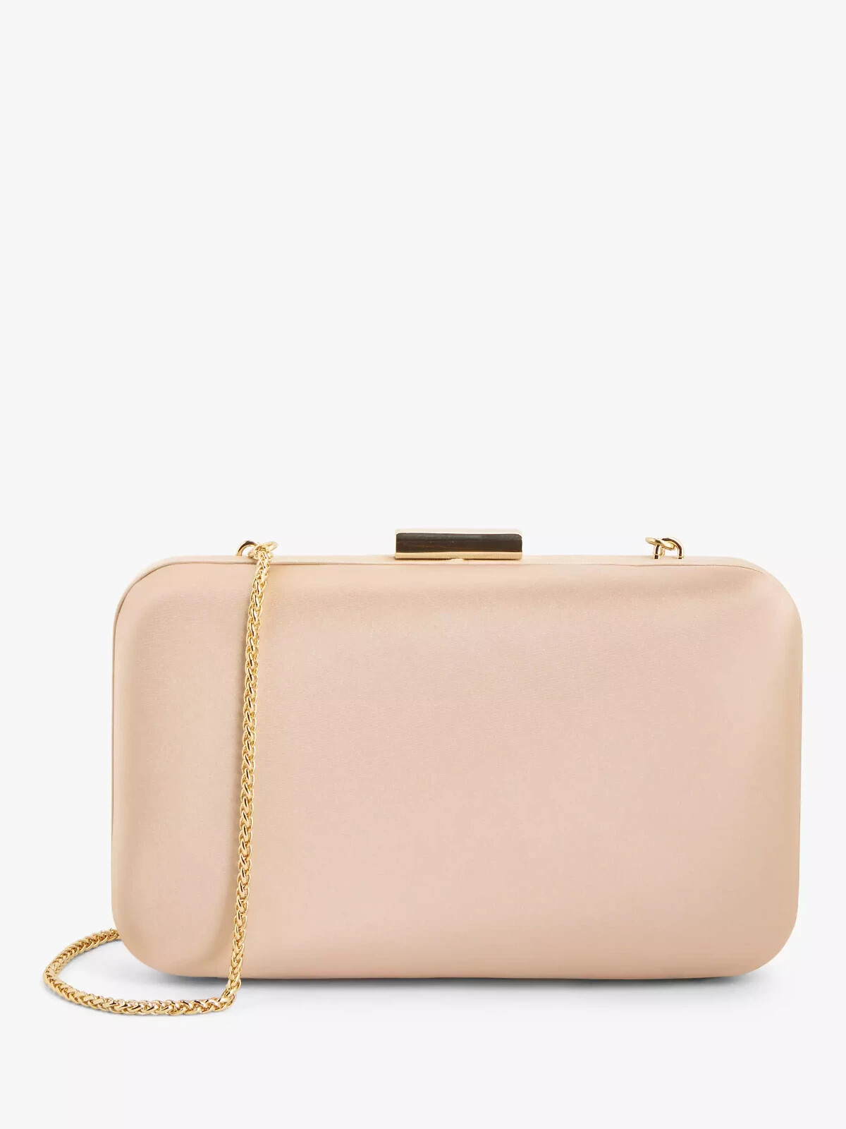 John Lewis Stella Satin Clutch Bag Pink Small Clasp Gold Chain Strap BNWT RRP£39