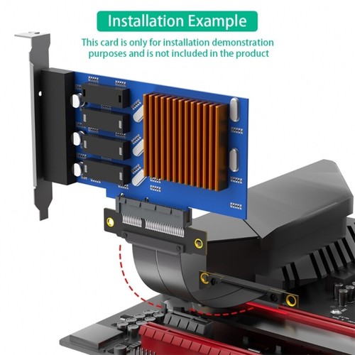 PCIE4.0 Risers Cable Extension 180 Degree to 90 Degree Motherboard Extender - Afbeelding 2 van 8
