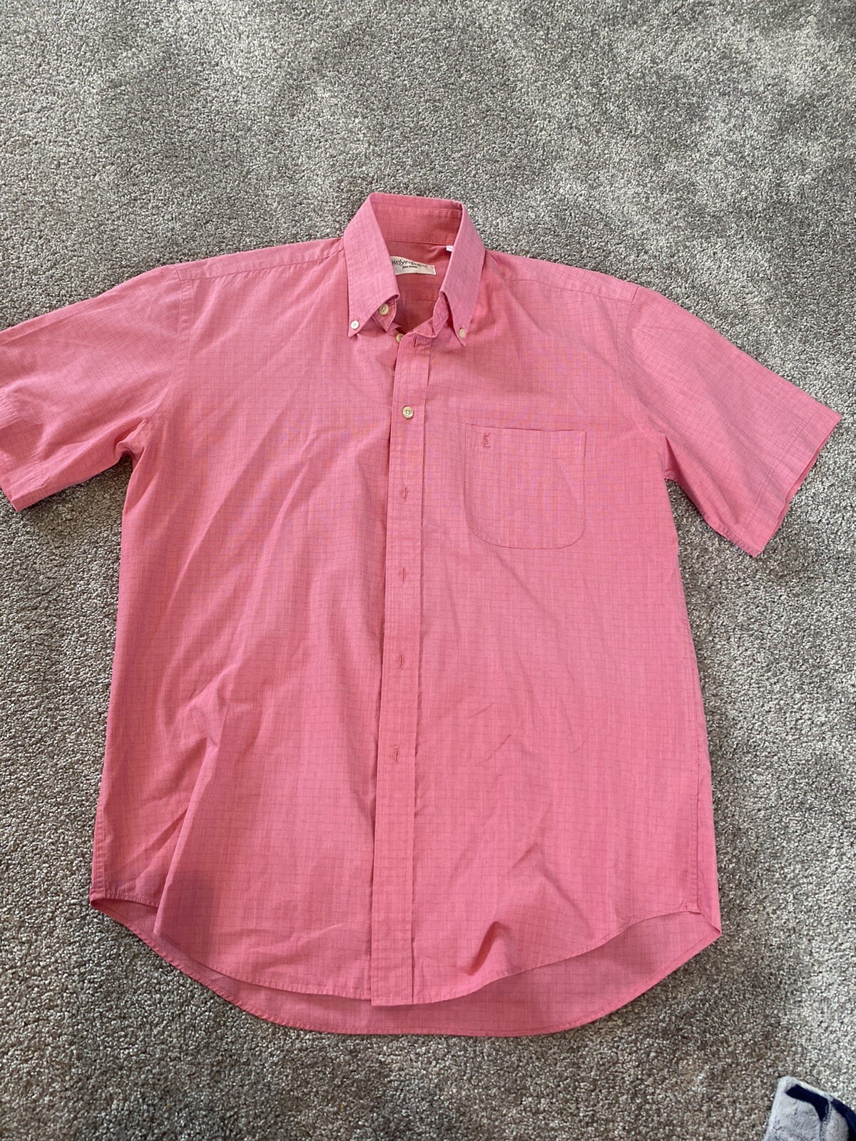 Camicia rosa a maniche corte YSL Yves Saint Laurent Pour Homme taglia 15 5
