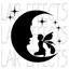 8 X 8-inch Craft STENCIL Fairy sitting on the Moon with Stars Airbrush ...