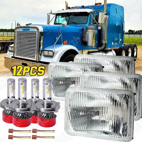 4x 4x6" LED Headlights H4656/4651 Hi-Lo Beam For Kenworth Peterbilt 357 379 378