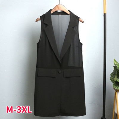 Damen Chiffon Tank Tops Weste Gilet Jacke transparent Cardigan Mantel Spleiß