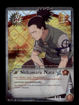 2002 SHONEN JUMP'S NARUTO CCG 232 SHIKAMARU NARA DIAMOND FOIL 1ST
