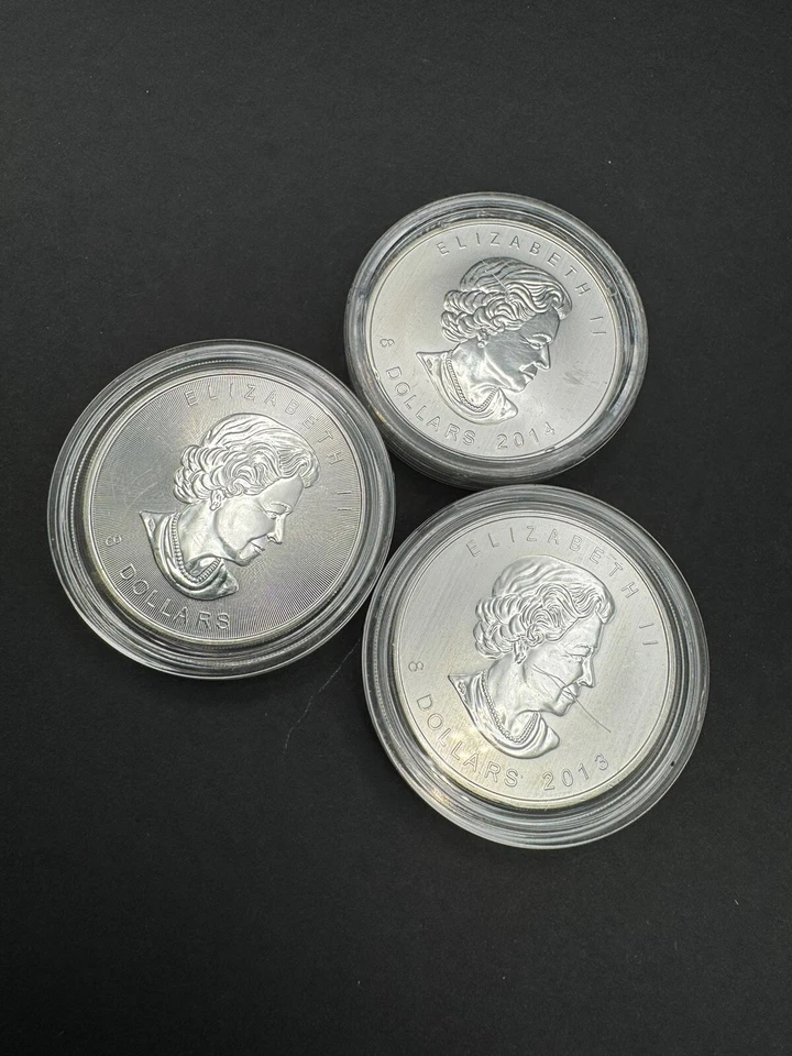 2013, 2014, 2015 Canada $8 1.5oz .9999 Silver, Set Of 3 Polar Bear, Fox, Maples - Image 2 of 2