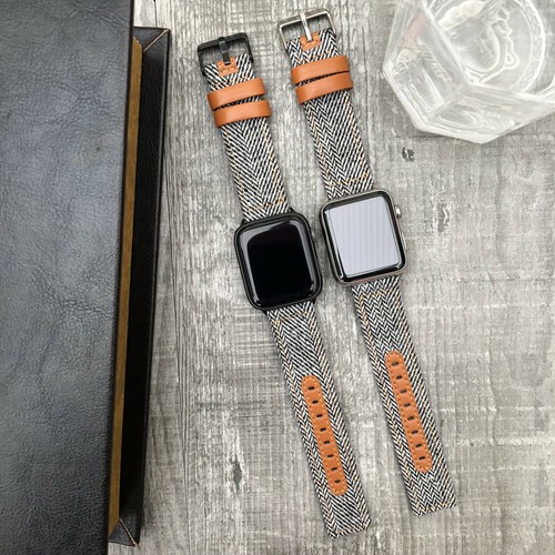 Per Apple Watch Serie 7 6 5 Se 5 4 40/41mm 44/45mm Tessuto E Pelle  Cinturino | eBay