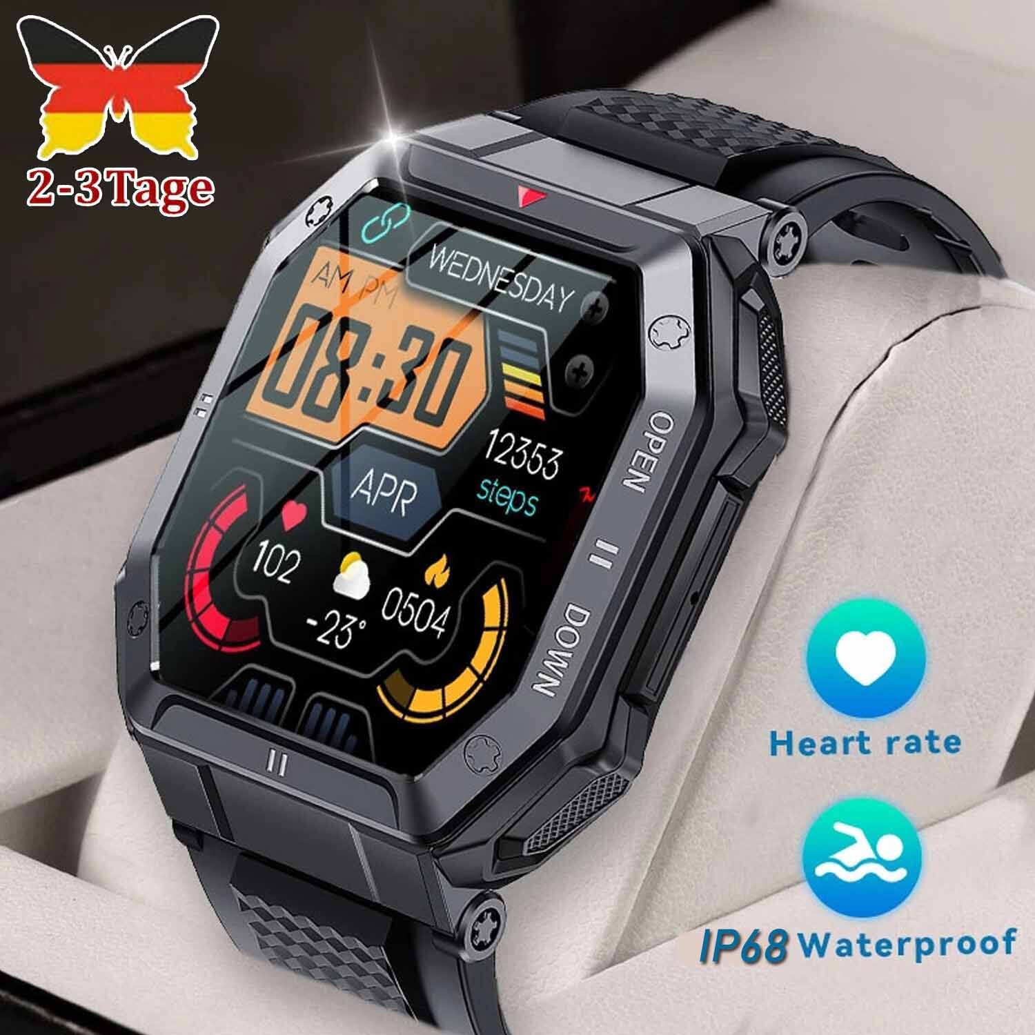 Luxus Smartwatch Herren mit Telefonfunktion 1,85'' IPS Display, für Samsung iOS