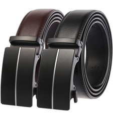 Fashion Men's Leather Belt Automatic Buckle Cow Ratchet Waist Strap Gift Jeans