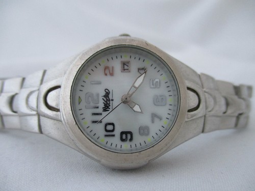 Mossimo Wristwatch Silver Tone Stainless Steel Band Round Mother of Pearl Face - Picture 2 of 12