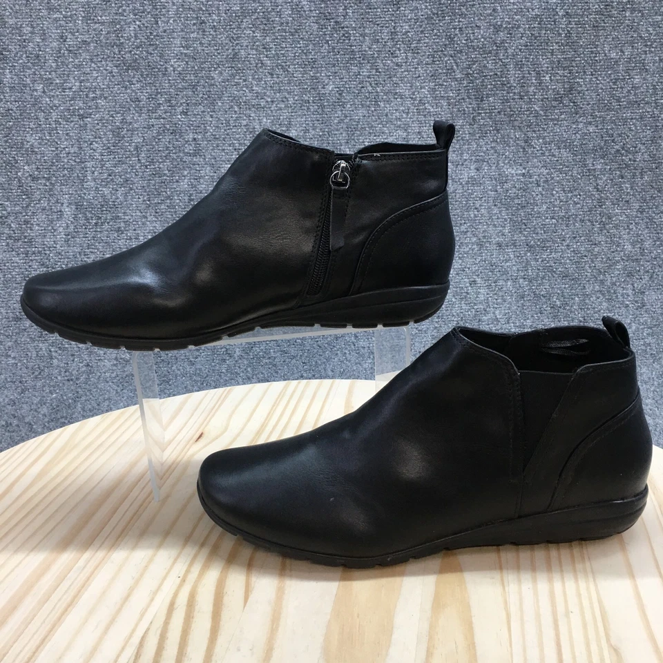 Easy Spirit Boots Womens 10 M Aerial Ankle Bootie Black Faux Letaher Square Toe - Image 2 of 4