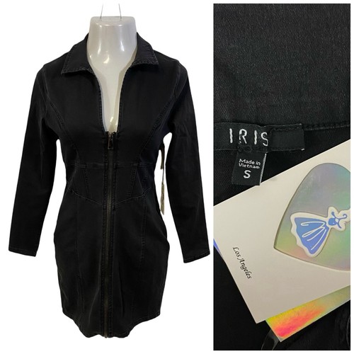 Robe Iris femme petit denim noir stretch zip intégral jupe grunge gothique punk sexy