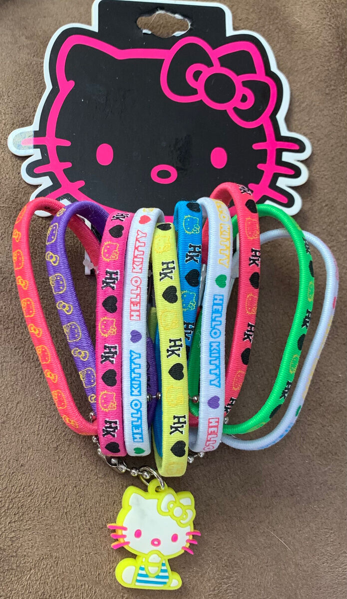 HELLO KITTY HAIR TIES ASSORTED COLORS IMPRINTED & KEYRING SUPER CUTE!!