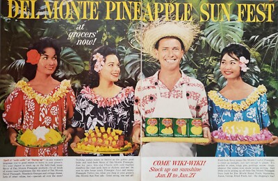 1962 Del Monte Crushed Pineapple Print Ad Perfect in Cakes Icings Pies 2 Page