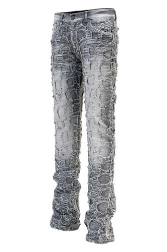 Evolution Men's Heavy Distressed Stitched Stacked Layer Denim Jeans FW330076 - Picture 7 of 9