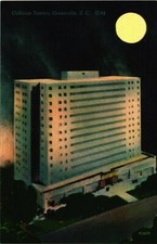 Calhoun Towers Greenville South Carolina SC Night Time Full Moon Unposted